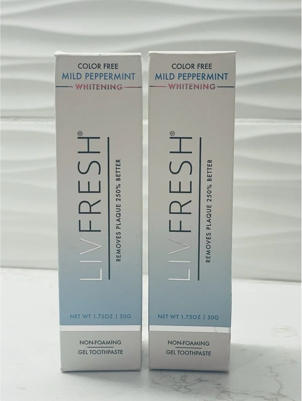 LIVFRESH Gel Toothpaste Whitening - Mild Peppermint Non-Foaming 1.75oz -Set of 2